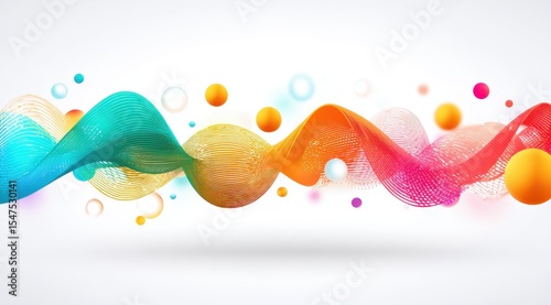 Abstract colorful flowing lines with vibrant shapes
