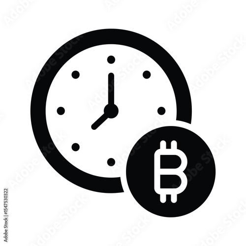 A modern glyph icon of bitcoin instalment payment