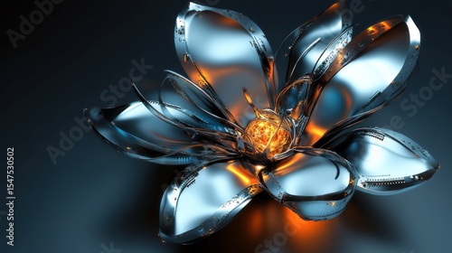 Metallic flower, glowing center