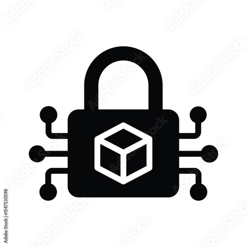 Visually engaging glyph icon of secure blockchain