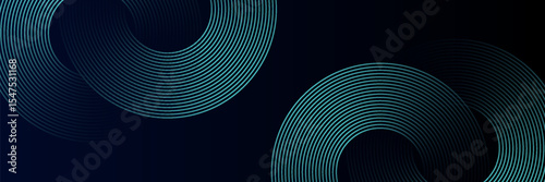 Blue abstract background with glowing circles. Swirl circular lines pattern. Geometric spiral. Twirl element. Modern graphic desi
