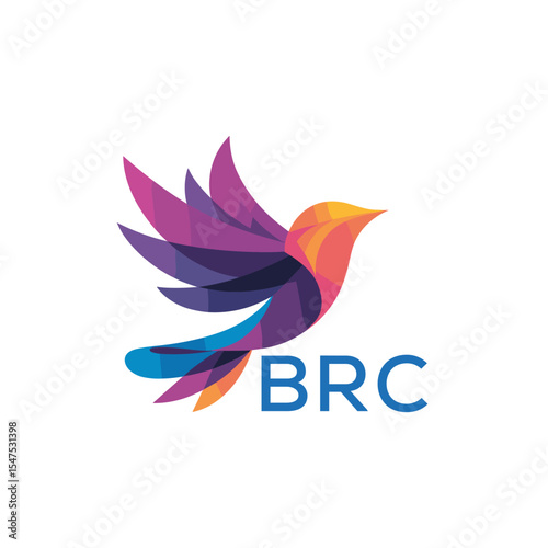 BRC Colorful Abstract Bird Logo Design – BRC Later Logo, Modern Geometric Flying Bird with BRC Text on White Background.
