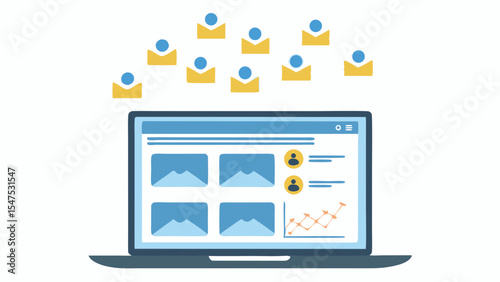 Digital Marketing Analytics Dashboard Laptop Data Visualization Teamwork Online Growth Email