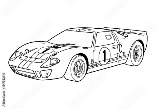 Vector illustration of a sport luxury automobile with a fast, modern design. coloring page for kids