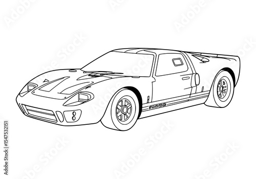 Vector illustration of a sport luxury automobile with a fast, modern design. coloring page for kids