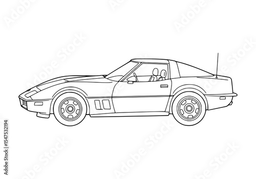 Vector illustration of a sport luxury automobile with a fast, modern design. coloring page for kids