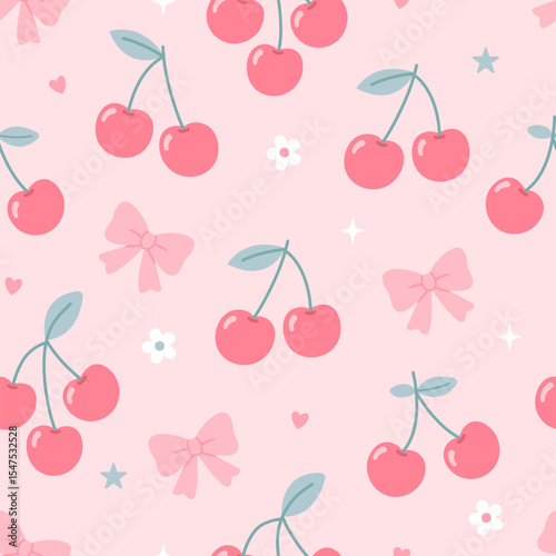 Pink cherry seamless pattern 