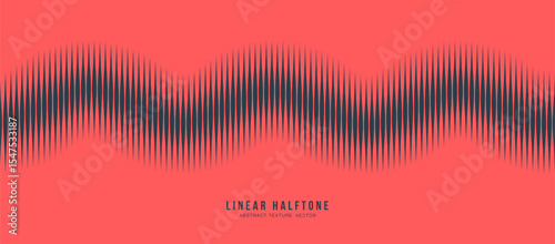 Vertical lines vector halftone pattern seamless wavy line border red black abstract background. Minimal graphic abstraction inspired by retro radio signal aesthetics and futuristic visual compositions
