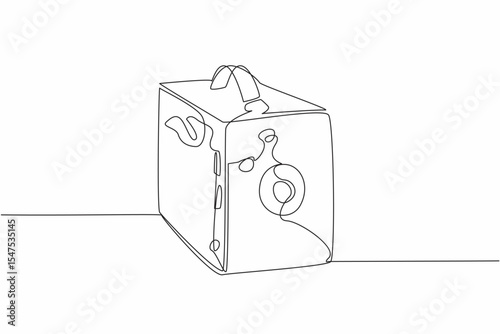 Single continuous line drawing pinhole camera. With a strap made of genuine leather. Adds a classic and elegant impression. Vintage. World Pinhole Photography Day. One line design vector illustration