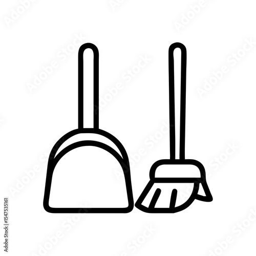 Cleaning supplies set with dustpan and broom.  Essential cleaning tools for home or office use. Dustpan and broom set for cleaning up messes.