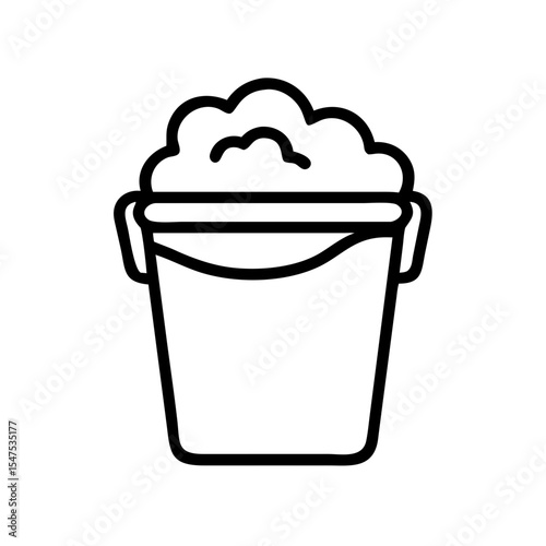 Cleaning bucket with foam for cleaning supplies.  Bucket filled with soapy foam for washing and cleaning. Cleaning bucket image for cleaning service, website, or advertising.