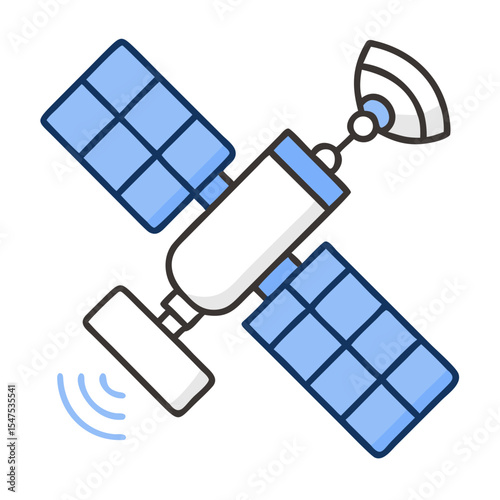 Satellite communication technology. Modern satellite orbiting earth provides global communication network.