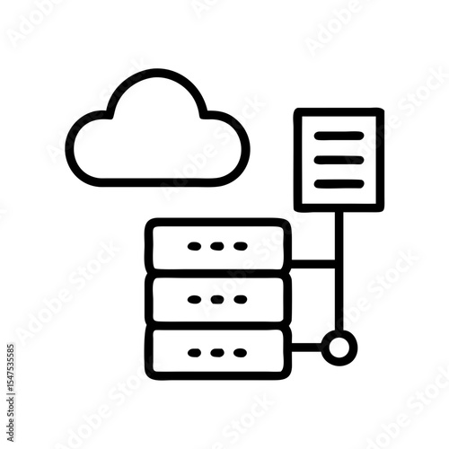 Cloud storage server data center infrastructure. Modern data center concept with cloud computing and server rack. Data center illustration for technology websites and presentations.