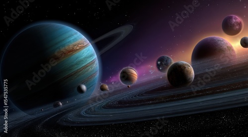 Cosmic system with multiple planets and rings