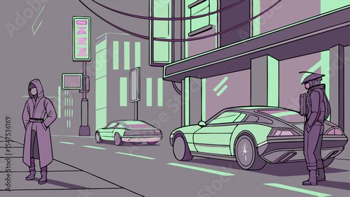A girl drives a classic red sports car fast on a city street, leaving traffic behind