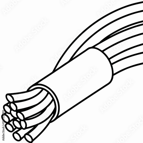 Fiber optic cable bundle. High-speed data transmission with multiple strands of fiber optic cable.  Telecommunication infrastructure concept for network diagrams, presentations,