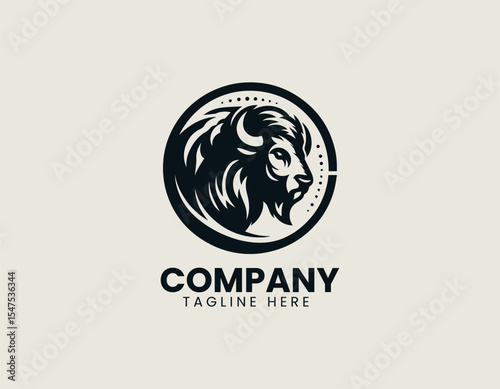 Bison side profile vector logo illustration showcasing powerful animal shape with geometric aesthetic