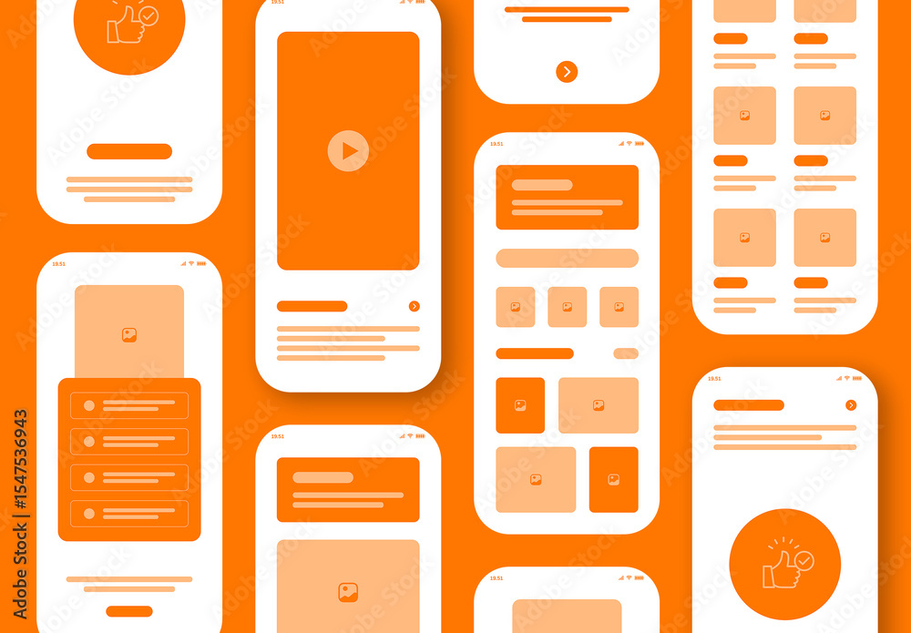 Minimal App Wireframe UI UX Kit for Mobile Design Projects Stock ...