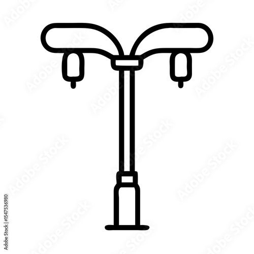 Double lamp post with wires and lights. Classic street lighting design with two lamps and electrical wiring. Perfect illustration for city infrastructure projects or urban design plans.