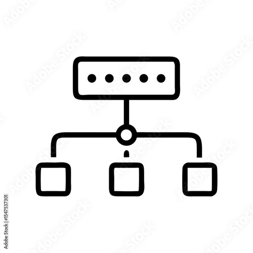 Network switch diagram showing data flow connection.  This network infrastructure diagram illustrates data transfer between network devices.  Simple network switch graphic for presentations,