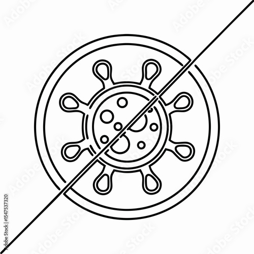 No bacteria symbol. Cleanliness and hygiene icon.  Simple no germ graphic for medical, healthcare, or sanitation products.  This no bacteria symbol is perfect for websites, apps,