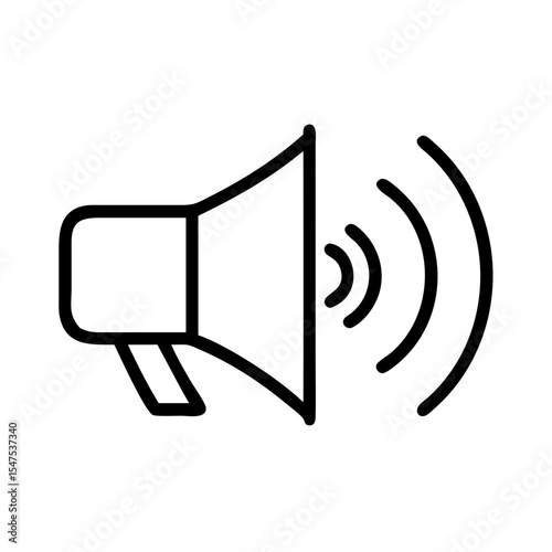 Loudspeaker icon for announcement.  Simple loudspeaker graphic with sound waves for marketing or advertising.  This noise reducer icon is perfect for websites and apps.