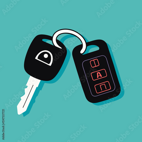 Car key in flat style. Vector illustration