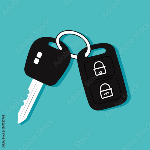 Car key in flat style. Vector illustration