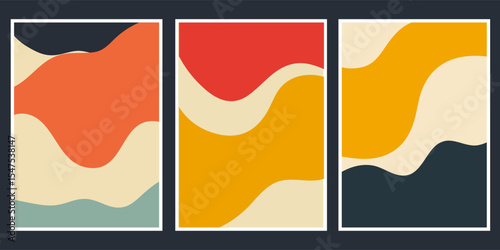 Collection of three abstract boho style wall art designs 