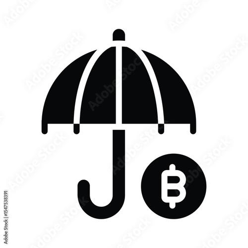 A premium glyph icon of bitcoin protection