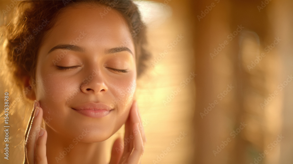 Obraz premium beautiful woman touching her face