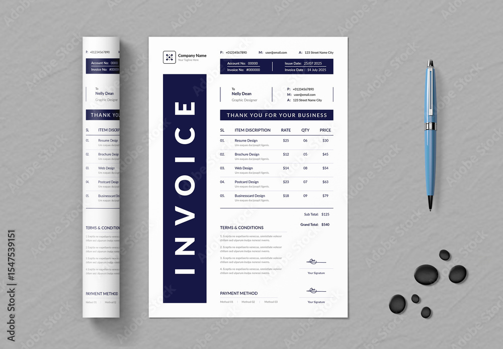 Professional Invoice Template Layout Stock Template | Adobe Stock