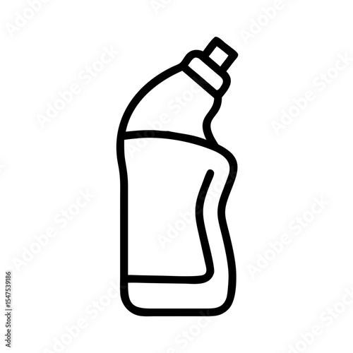 Cleaning product bottle icon design. Plastic bottle for toilet bowl cleaner. Simple line art illustration of cleaning supply for bathroom.