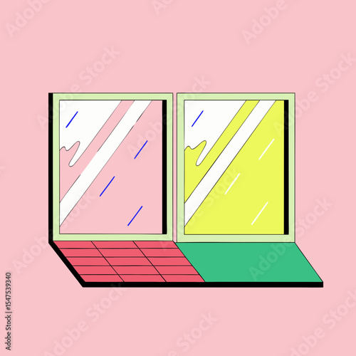 Clean windows view from outside. Sparkling clean windows gleam brightly showcasing pristine glass panes and modern window design. This image of clean windows is perfect for home improvement blogs,