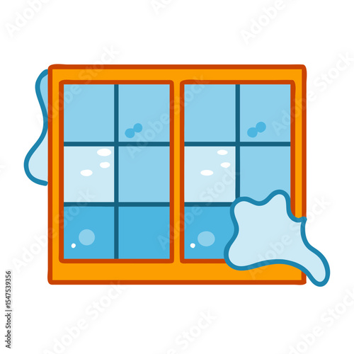 Clean windows gleam brightly after washing. Sparkling clean windows shine from outside.  Clean windows image ideal for home improvement blogs and cleaning service websites.