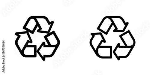 The modern recycling symbol is depicted as a black recycle icon isolated on a white background