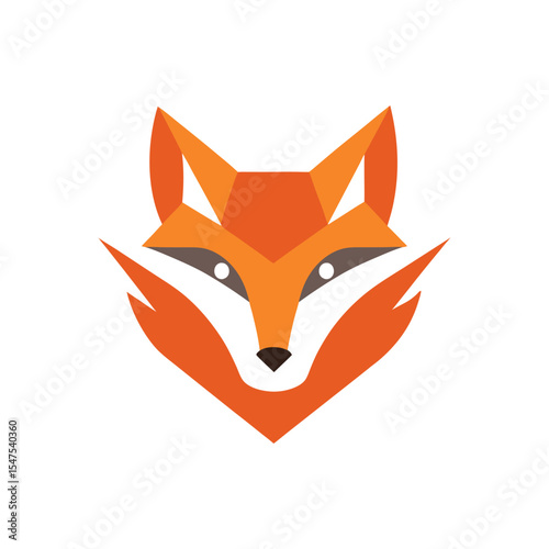 Abstract fox face log icon vector art illustration