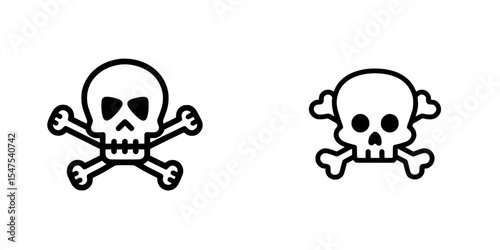 Modern icon for apps and games represented by a flat crossbones and skull design