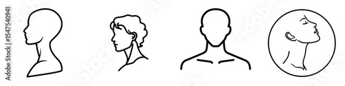 The human neck icon, in a flat modern style, comes in white and black and is suitable for use in web and mobile applications