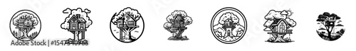 The tree house is a modern icon, symbolized by a nature-inspired tree in a modern illustration used for logo design