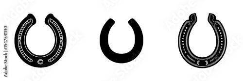 Horseshoe icon silhouette is represented as a black silhouette of modern design and illustration