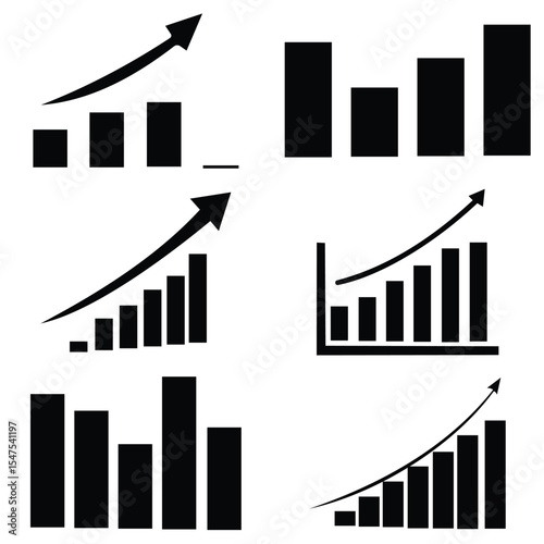Growing graph icon set.  chart icon.