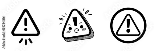 A modern symbolic sign, the Error Exclamation Point Icon is a black and white shape that warns of caution, alerting one to beware of danger, marking important issues or problems