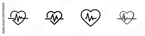 Modern cartoon illustration of a medical and health icon, including a 3d cardio line, ecg symbol, heart rate, pulse, electrocardiogram, and heartbeat
