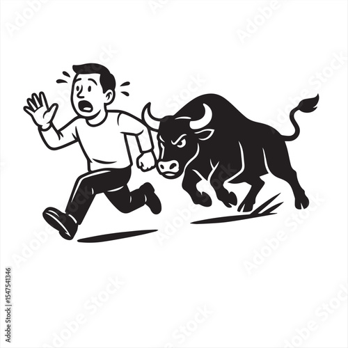 child running chased by bull