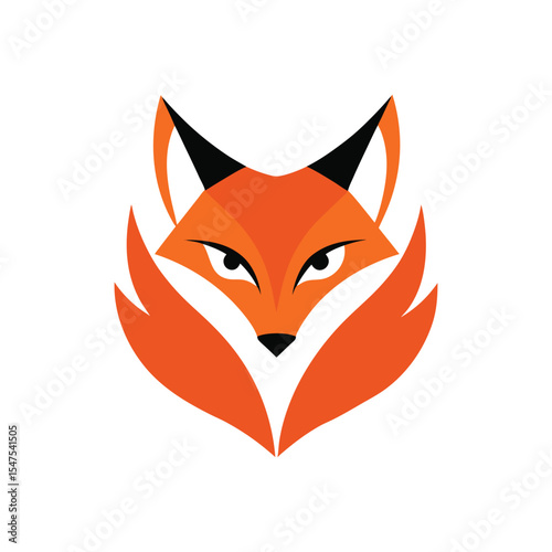 Abstract fox face log icon vector art illustration