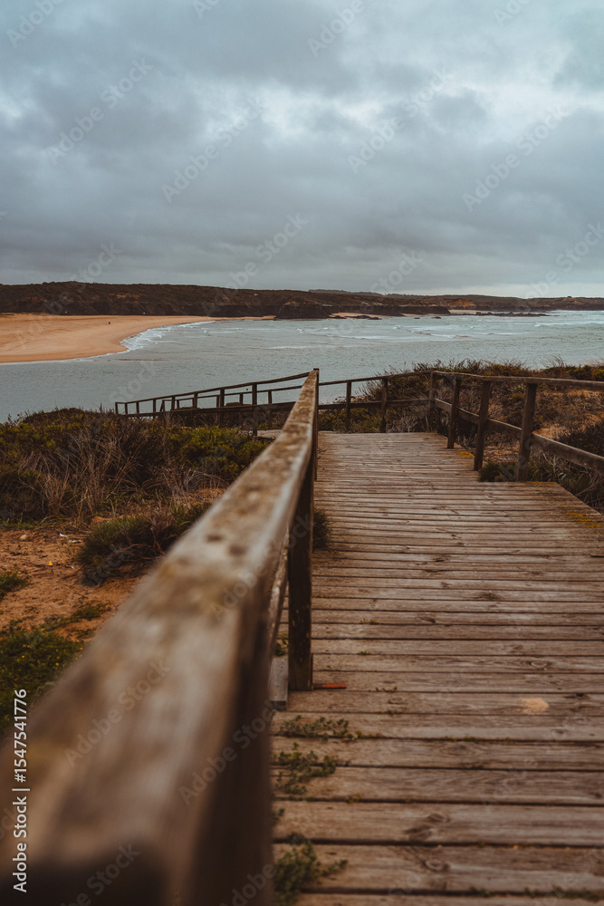 Fototapeta premium Stairs to the Atlantic Ocean in Portugal