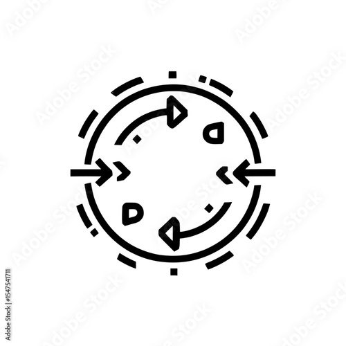The design features a 360-degree rotational icon in a modern 3D style, illustrated in line art and isolated on a white background, ideal for digital applications such as websites and apps