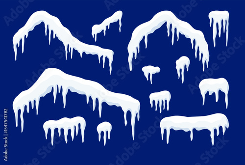 Frozen Holiday Elements: Snow Caps and Icicles Vector Pack