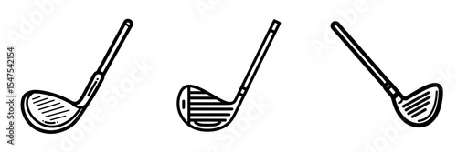 A flat modern icon representing an iron or wedge golf club for sports-related apps and websites